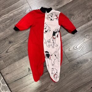 Vintage 1990's Disney101 Dalmations Footed Sleeper Pajamas Baby 3-6M